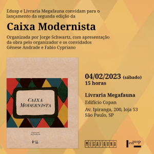 Convite para o lançamento do livro Caixa Modernista